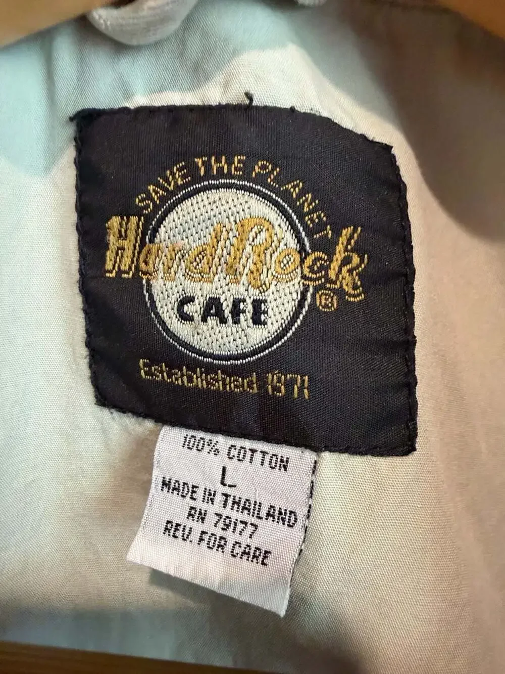 Hard Rock Cafe Cleveland Embroidered Logo Beige Canvas Zip Workwear Jacket Large